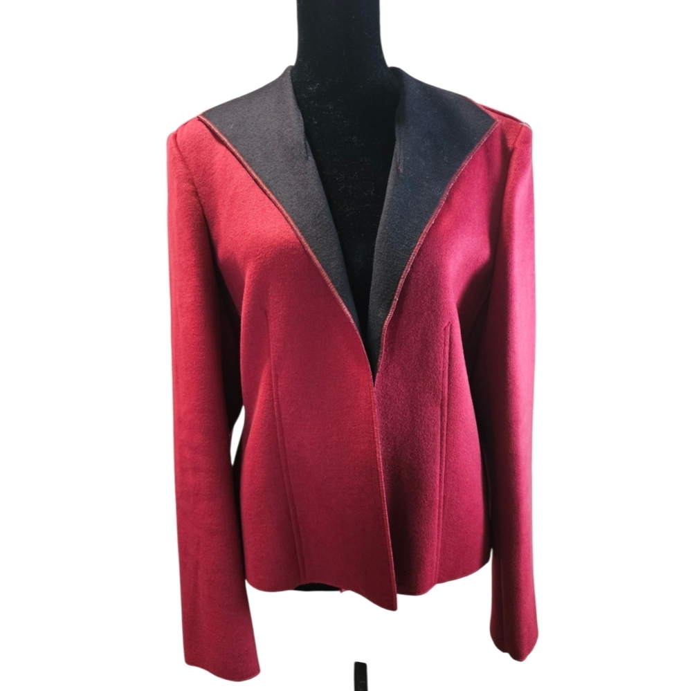 Covington Red Wool Blend Open Front Women's Jacket Size 10